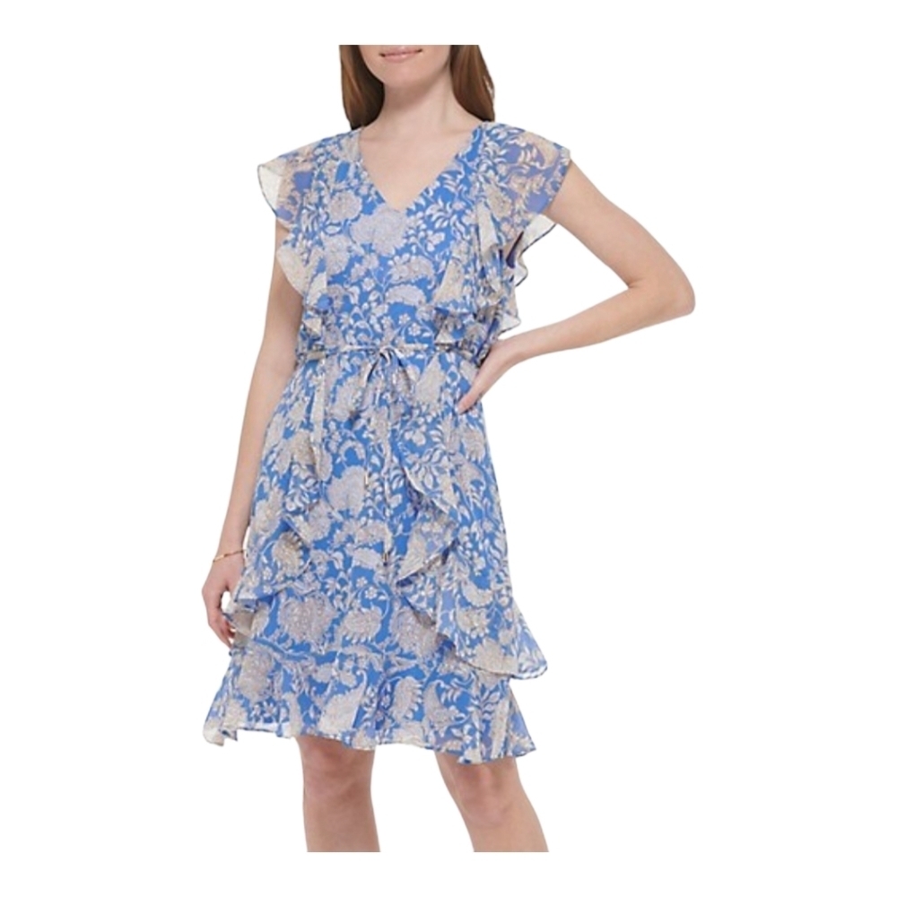 Tommy  Hilfiger [12] Sorrento Ruffled Floral Fit-&-Flare Dress